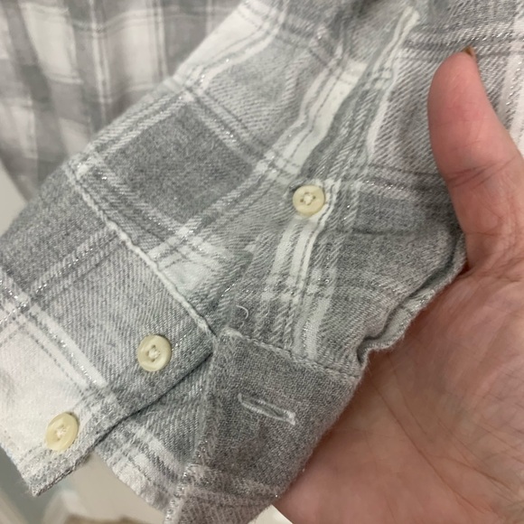 A New Day Flannel, gray/white shirt, size M Cabincore Grunge - Picture 10 of 10